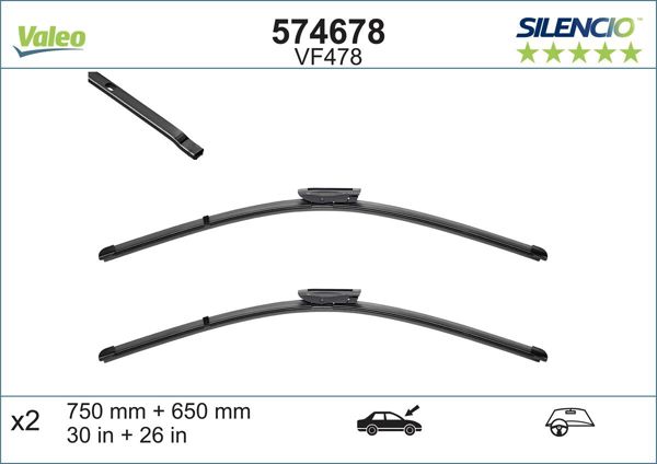 VALEO 574678 | Silecek Süpürgesı Ön Takım 750 mm + 650 mm