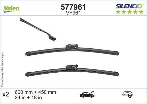 VALEO 577961 | Silencio Vf961 (X2) (600 + 450mm) (Ön) Mazda 6 Saloon (Gj Gl) / Atenza Mazda 6 Estate (Gj Gl
