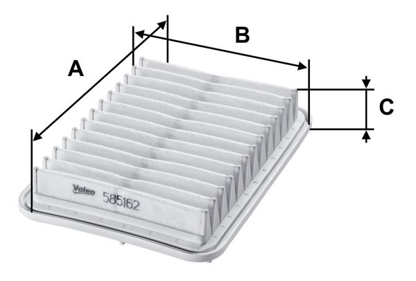 VALEO 585162 | Filtre Hava-(Toyota Corolla 07 / 12-Corolla 13 / 1.33-1.4-1.6 VVTI / Auris 07 / Avensis 09 / 12 Rav-4 12 / 2.0 Vvt-I Verso 09 / 1.6