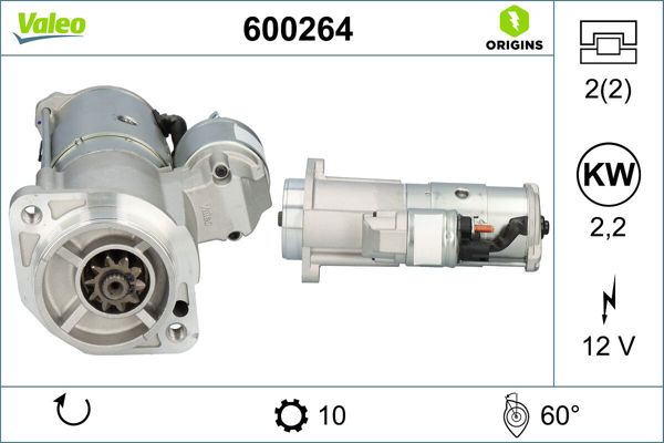 VALEO 600264 | Marş Motoru 12V 10 Dıs H-1 Starex 08->