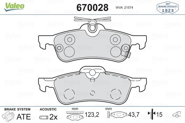 VALEO 670028 | Fren Balata Arka 06-Yaris 1.0-1.3Vvti *D4d*