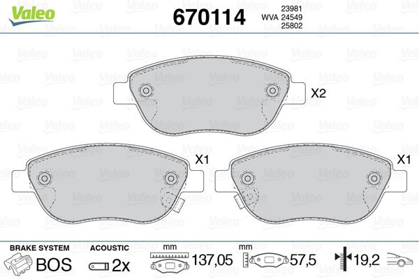 VALEO 670114 | Fren Balata Ön 13-Ft.500L