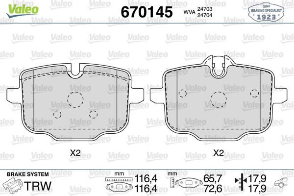 VALEO 670145 | Fren Balata Arka 12-BMW 5S-F10-F11