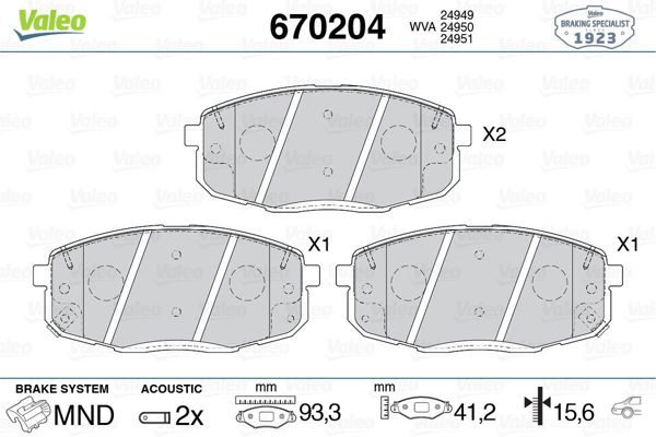 VALEO 670204 | Fren Balata Arka 06-Acc.Era- i30-Rio-Ceed