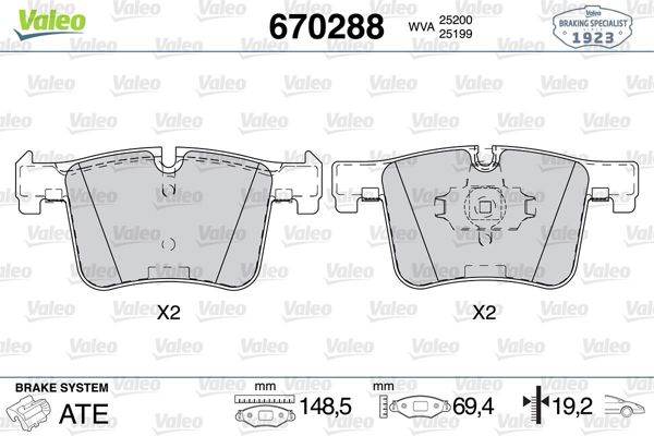 VALEO 670288 | Fren Balatası Ön