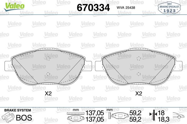 VALEO 670334 | Fren Balata Ön 10-C3-C4.Cactus 1.6İ 16V-1.6Hdi 16V