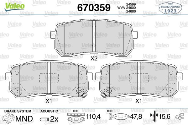 VALEO 670359 | Fren Balata Arka 08-Hı.H1 2.5Crdi İx55 3.0Crdi