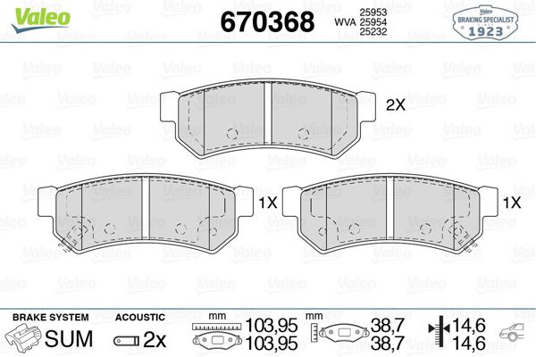 VALEO 670368 | Fren Balatası Arka Chevrolet Spark M300 1.0 1.2 10 -