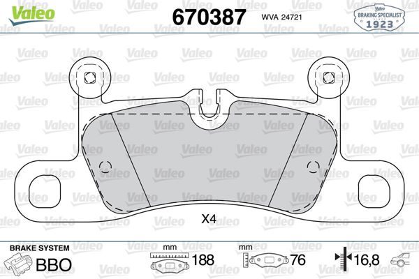 VALEO 670387 | Fren Balata Arka 11-Touareg-Q7-Cayenne