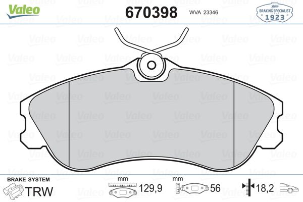 VALEO 670398 | Fren Balata Ön 99-Partner-Berlingo-Xsara