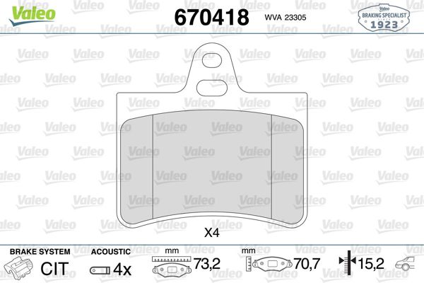 VALEO 670418 | Fren Balata Arka 01-08 Cn.C.5 Tum