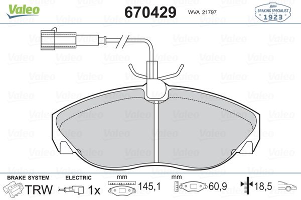 VALEO 670429 | Fren Balatası Ön 95-Boxer-Ducato-Jumper
