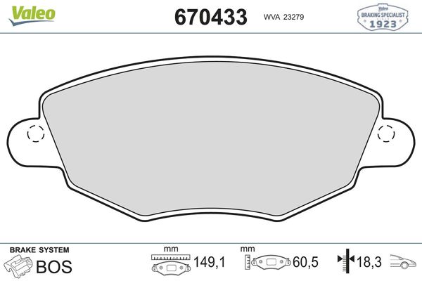 VALEO 670433 | Disk Fren Balata Ön (Ford: Mondeo 01 -) (Jaguar: Xtype 01-09) | 1 Adet
