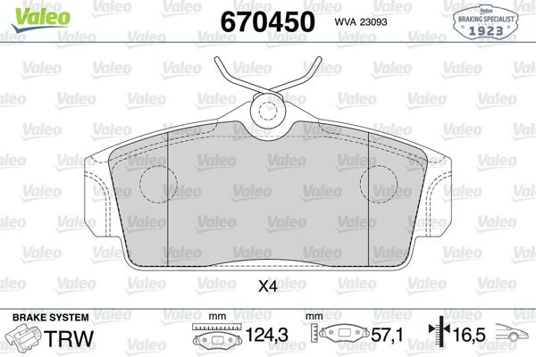 VALEO 670450 | Fren Balata Ön 99-02 Primera A.Duz