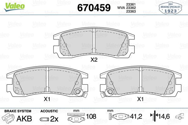 VALEO 670512 | Fren Balata Ön 98-07 Freelander