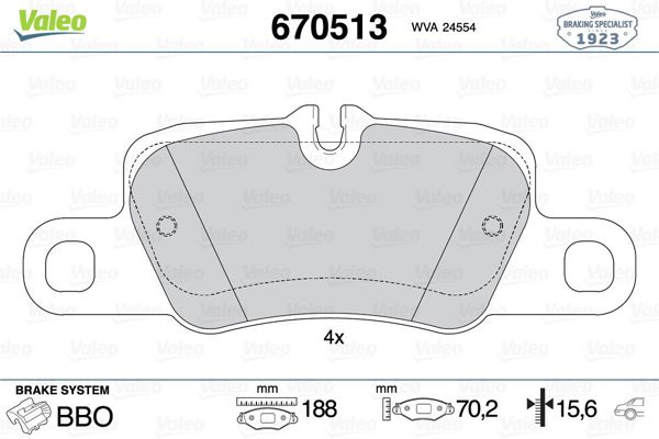 VALEO 670513 | Fren Balata Arka 10-Panamera-911