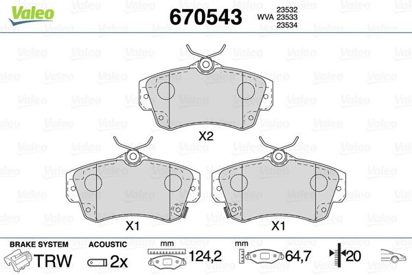 VALEO 670543 | Fren Balata Ön 01-Pt Cruiser 2.0-2.4