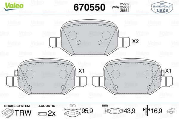 VALEO 670550 | Fren Balata Arka 13-500L