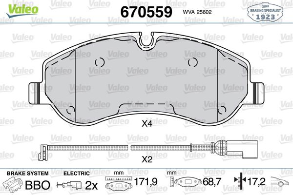 VALEO 670559 | Fren Balata Ön 13-Transit.Custom 2.2Tdci
