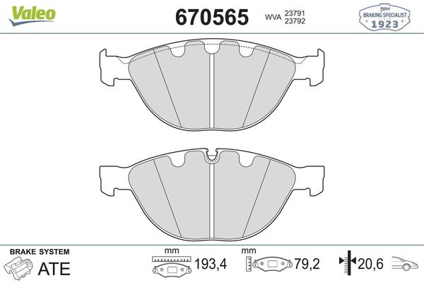 VALEO 670565 | Fren Balata Ön 05-5S-E60 7S-E65