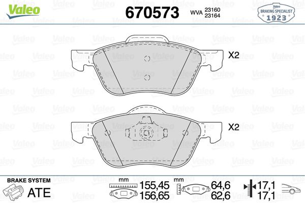 VALEO 670573 | Fren Balatası Ön-Nissan Primera-P11 98-02 2.0