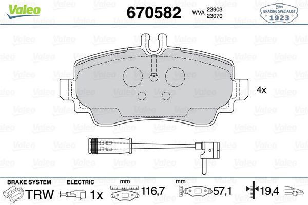 VALEO 670582 | Fren Balata Ön 98-05 A.S-W168