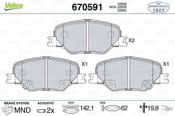 VALEO 670591 | Fren Balata Ön 17-Insignia.B 16Jant