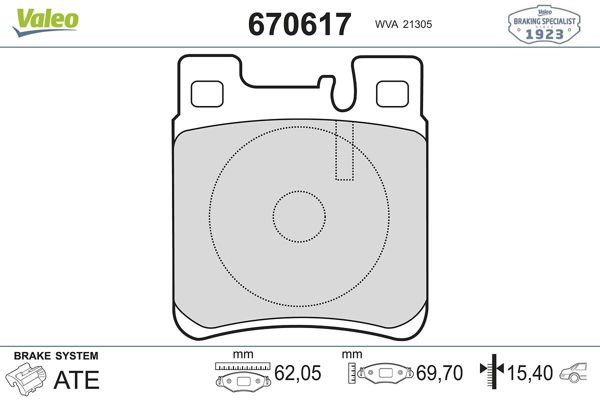 VALEO 670617 | Fren Balatası Arka W203 01-07 C208 97-02 W124 93-95 W210 96-02 W140 93-98