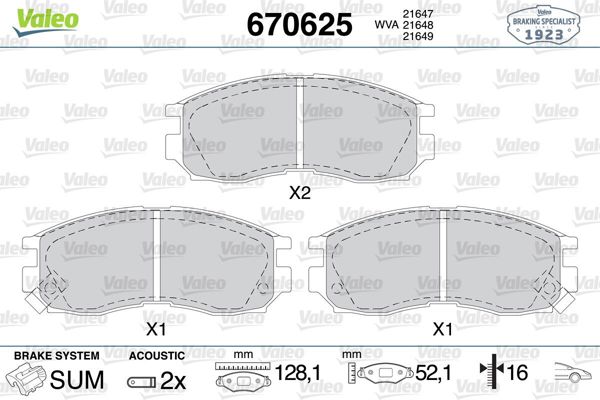 VALEO 670625 | Fren Balata Ön <95 Proton 1.6