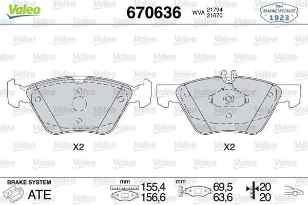 VALEO 670636 | Fren Balata Ön 98-03 E.S-W210 E280-E310