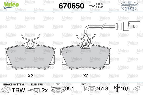 VALEO 670650 | Fren Balata Arka <03 T.Porter.T4 + Fs