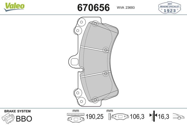 VALEO 670656 | Fren Balata Ön 03-Touareg-Q7-Cayenne 18