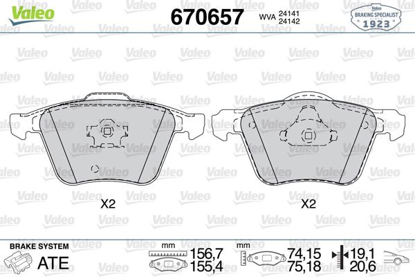 VALEO 670657 | Fren Balata Ön 03-Xc90 17Jant