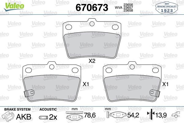 VALEO 670673 | Fren Balata Arka 01-Rav.4