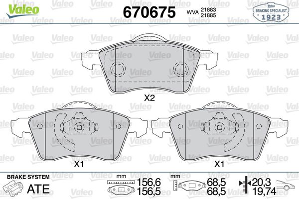 VALEO 670675 | Fren Balata Ön 00-03 T.Porter T4 2.5