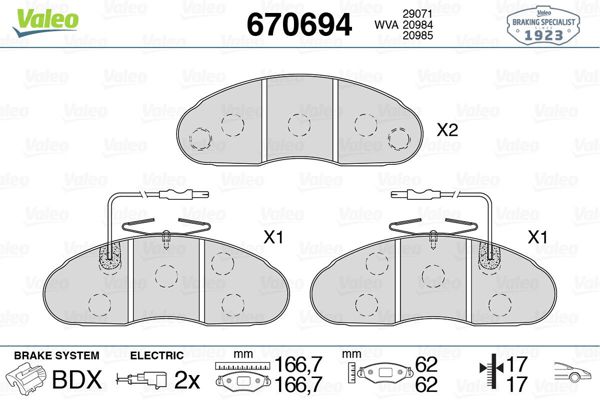 VALEO 670694 | Fren Balatası Ön Renault Master 2.0D 2.4D 2.5D 80-01
