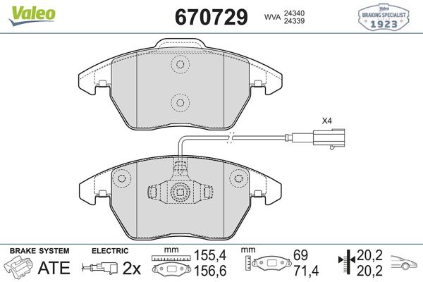 VALEO 670729 | Fren Balata Ön 06-Ao.159 1.9 JTD-2.2Jts
