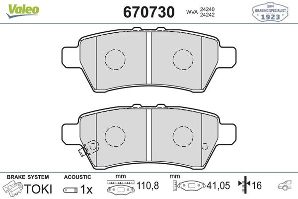 VALEO 670730 | Fren Balata Arka 06-Navara-Pathfinder