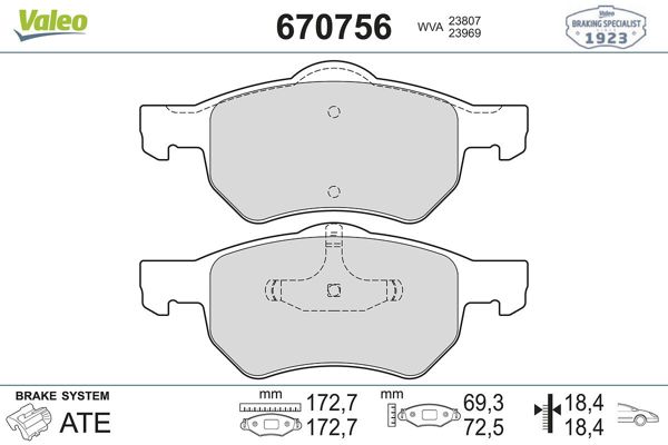 VALEO 670756 | Fren Balata Ön 00-09 Voyager 15Jant