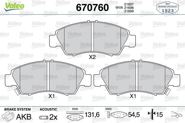 VALEO 670760 | Fren Balata Ön 95-01 Civic K.Tıp