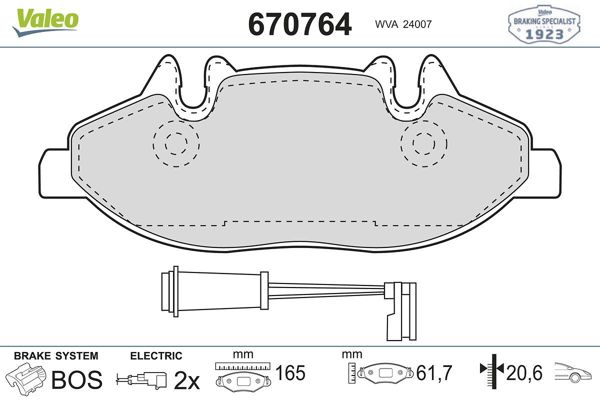VALEO 670764 | Fren Balata Ön 04-Vito 2.2-3.2-119-122-123