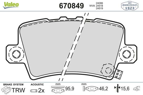 VALEO 670849 | Arka Fren Balatası Civic Hb 07-11 Sedan 12-