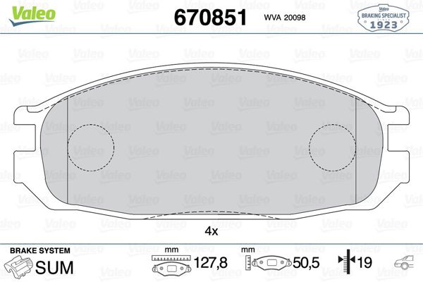 VALEO 670851 | Fren Balatası Arka-Nissan Patrol Gr 4.2 2.8D 4.2D 87-98
