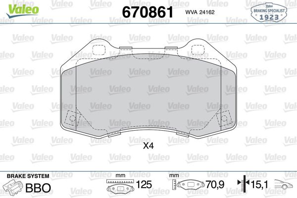 VALEO 670861 | Fren Balata Ön 03-Megane.II-Clio.3 2.0 Sport