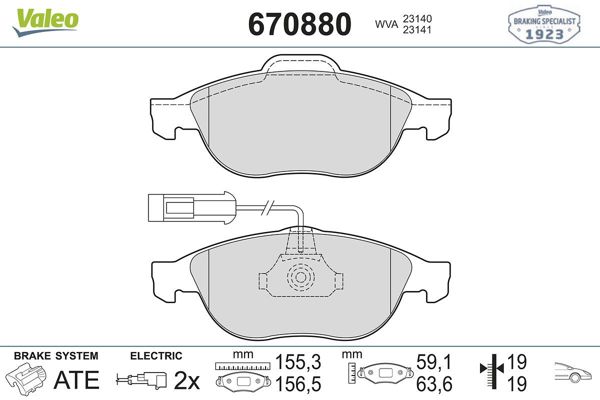 VALEO 670880 | Fren Balata Ön 98-Ao.156