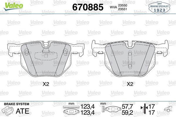 VALEO 670885 | Fren Balata Arka 05-3-Seri (E90-E91-E92-E93)