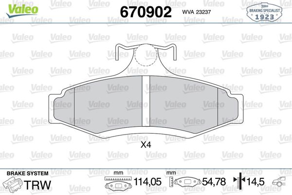 VALEO 670902 | Fren Balata Arka 97 > Musso-Leganza