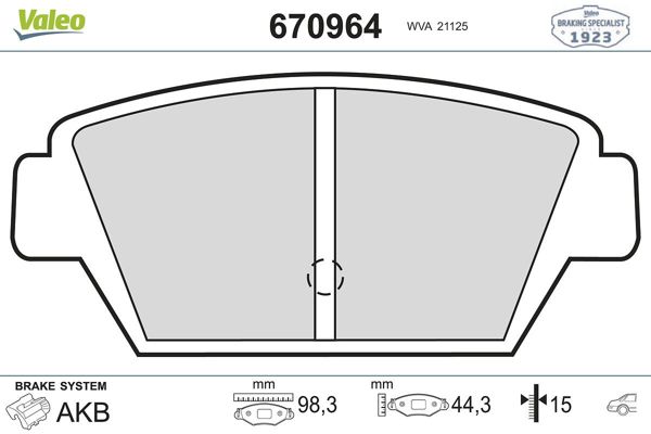 VALEO 670964 | Fren Balatası Arka Mitsubishi Colt 88-91 Eclıpse 89-94 Galant 84-92
