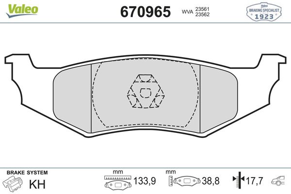 VALEO 670965 | Fren Balatası Arka Wva 23561 Chrysler Pt Cruiser Neon Stratus