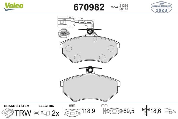 VALEO 670982 | Fren Balatası Ön-VW Golf 91-98 Vento 91-97